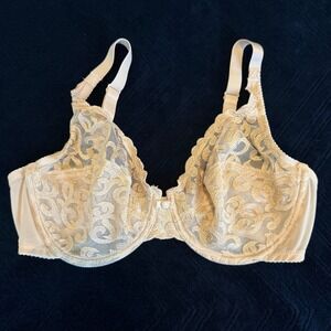 Wacoal Retro Chic Full Figure Underwire Bra 85199 Beige Lace‎ 36D